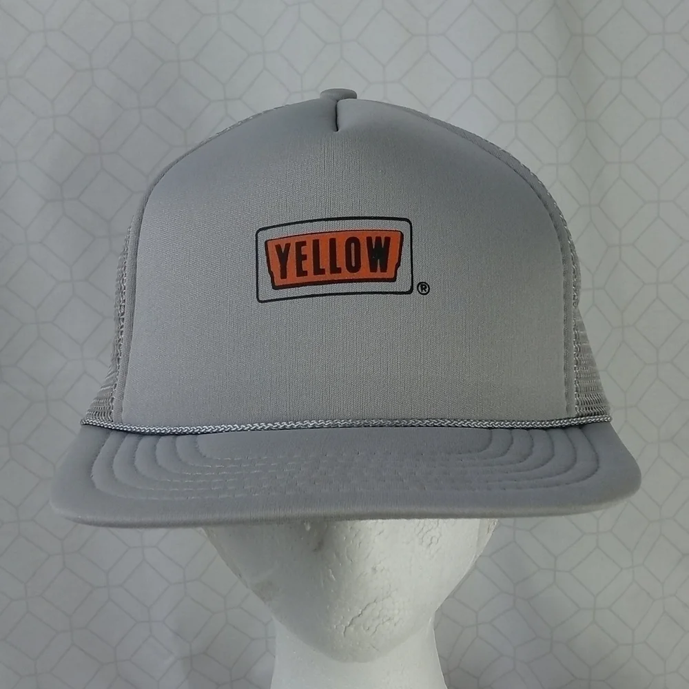 Vintage Yellow Trucking truckers grey snapback hat